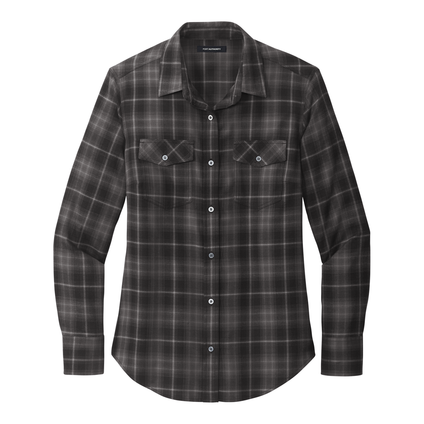 IB2517W Ladies Long Sleeve Ombre Plaid Shirt