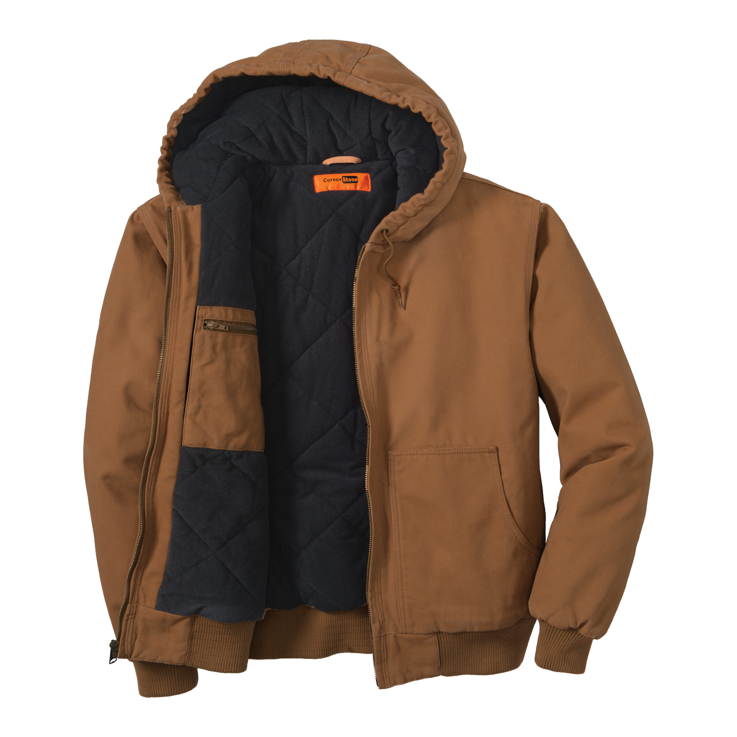 IB1502 Washed Duck Cloth Insulated Hooded Work Jacket