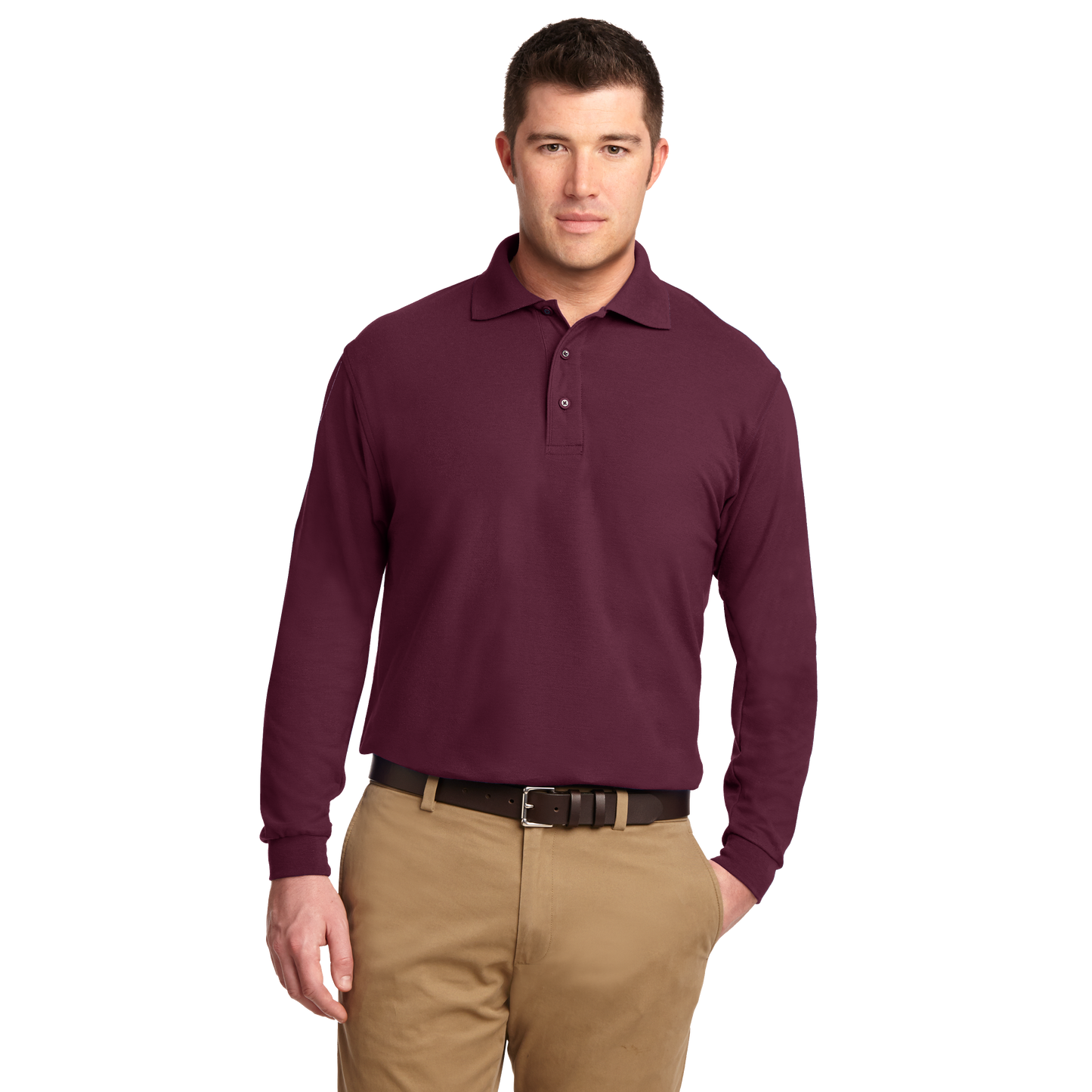 IB1405MLS Mens Silk Touch Long Sleeve Polo