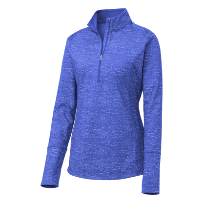 IB1906W  Ladies Stretch Reflective Heather 1/2-Zip Pullover