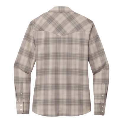 IB2517W Ladies Long Sleeve Ombre Plaid Shirt