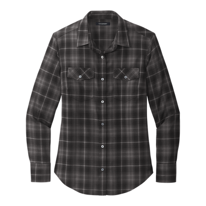 IB2517W Ladies Long Sleeve Ombre Plaid Shirt