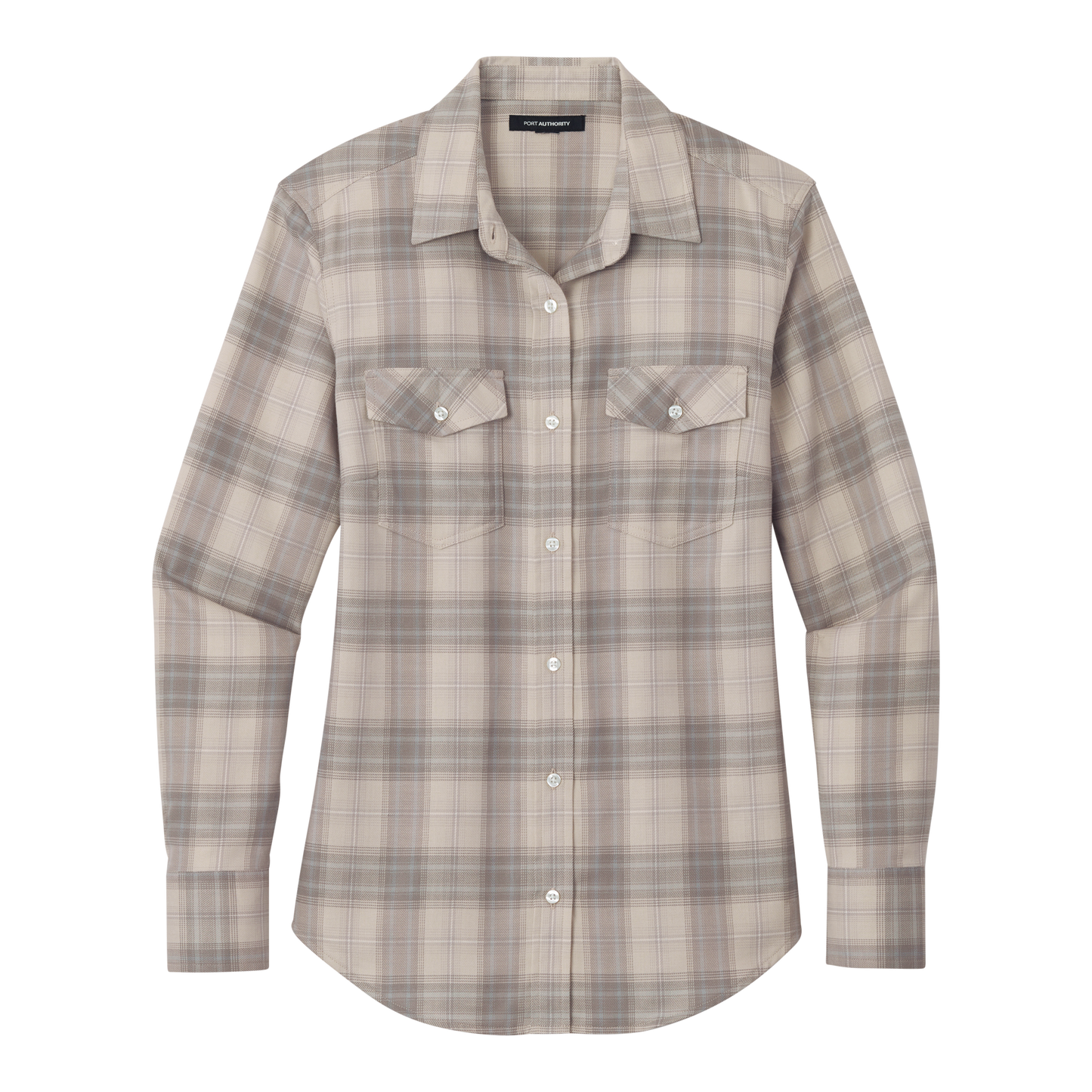 IB2517W Ladies Long Sleeve Ombre Plaid Shirt