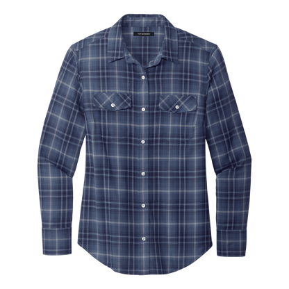 IB2517W Ladies Long Sleeve Ombre Plaid Shirt
