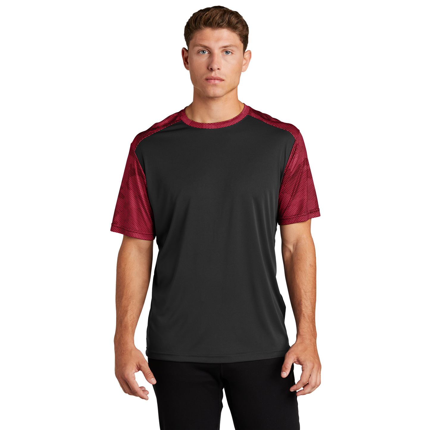 IB1603M Mens CamoHex Colorblock Tee