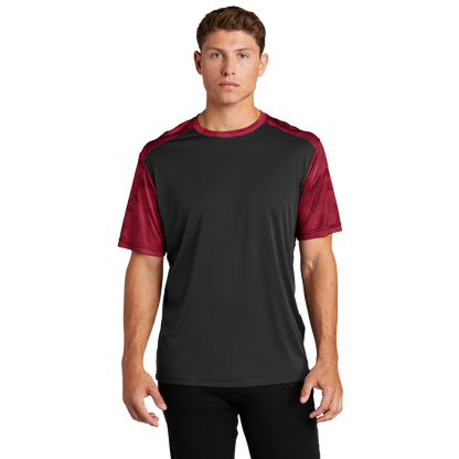 IB1603M Mens CamoHex Colorblock Tee