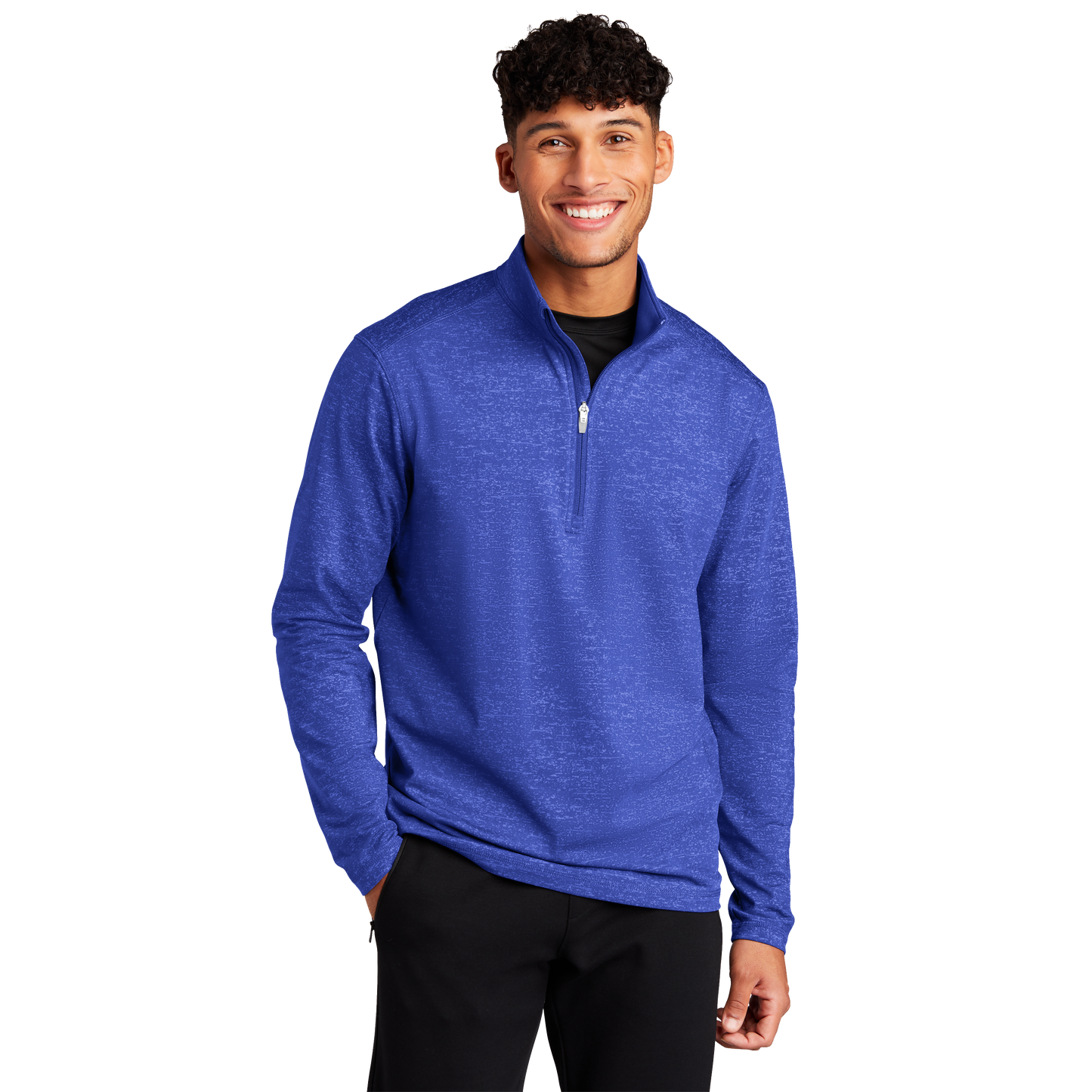 IB1906M Mens Stretch Reflective Heather 1/2-Zip Pullover